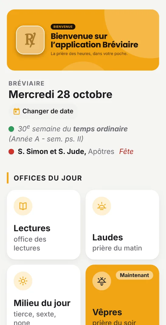 Page d’accueil de Bréviaire