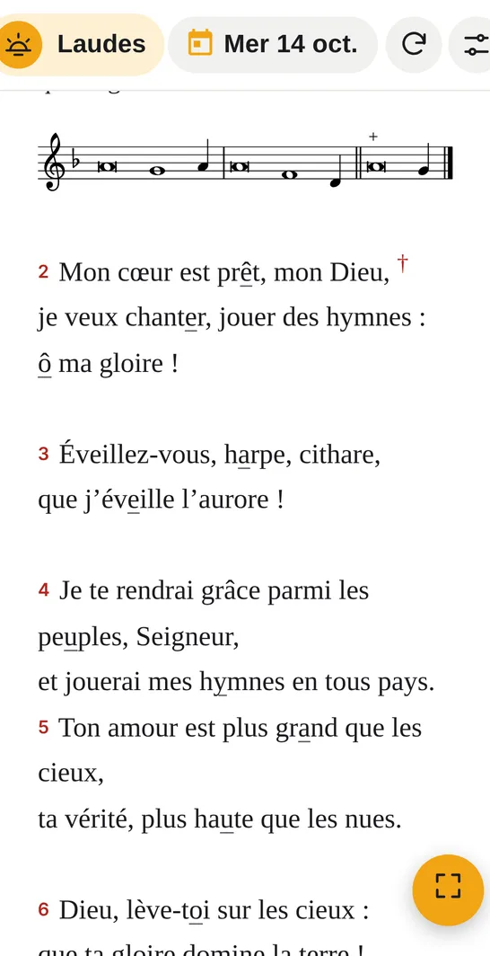 Partition du ton sous le psaume