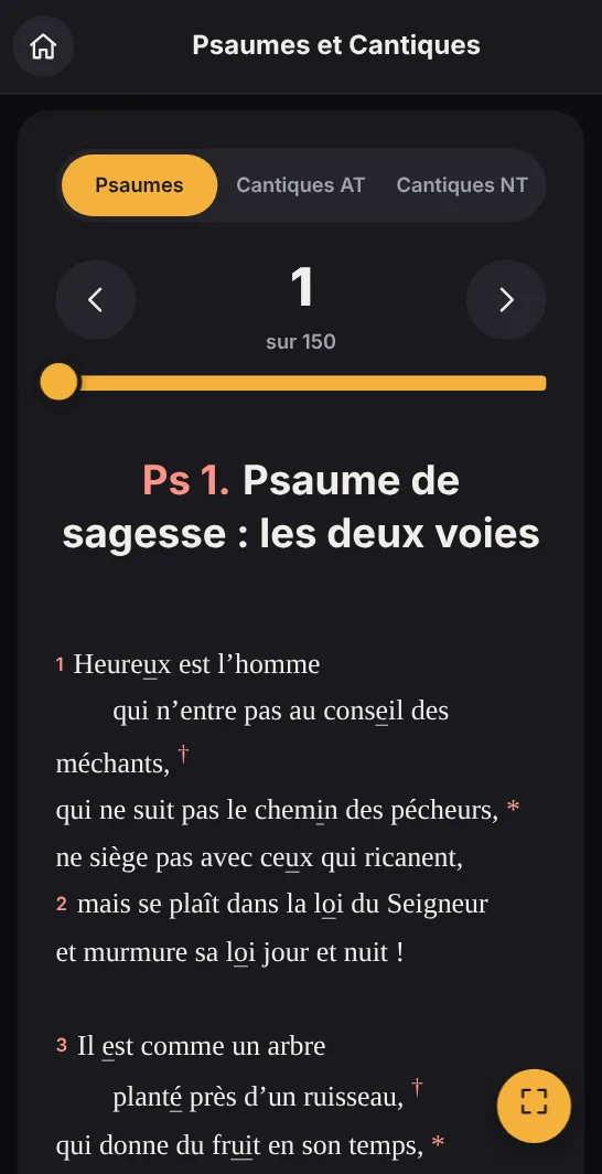 Psaumes en mode nuit